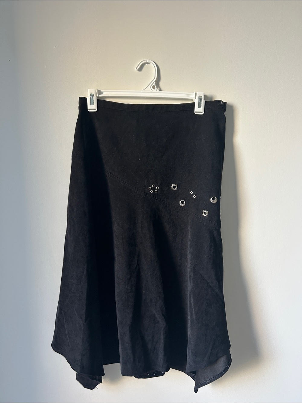 Black A-Line Skirt with Grommet Detail